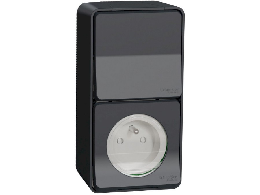 Zásuvka 230V s kolíkem + přepínač střídavý ř.6, IP55, an