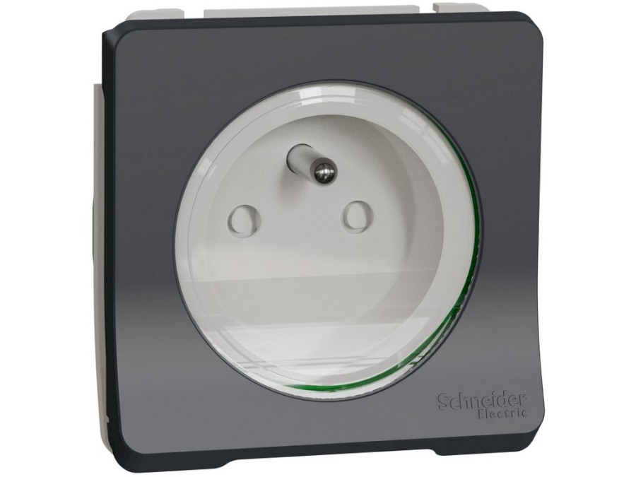 Zásuvka MUR36133 16A 2P+E, clonky, bezšroub., IP55, Antracit MUREVA