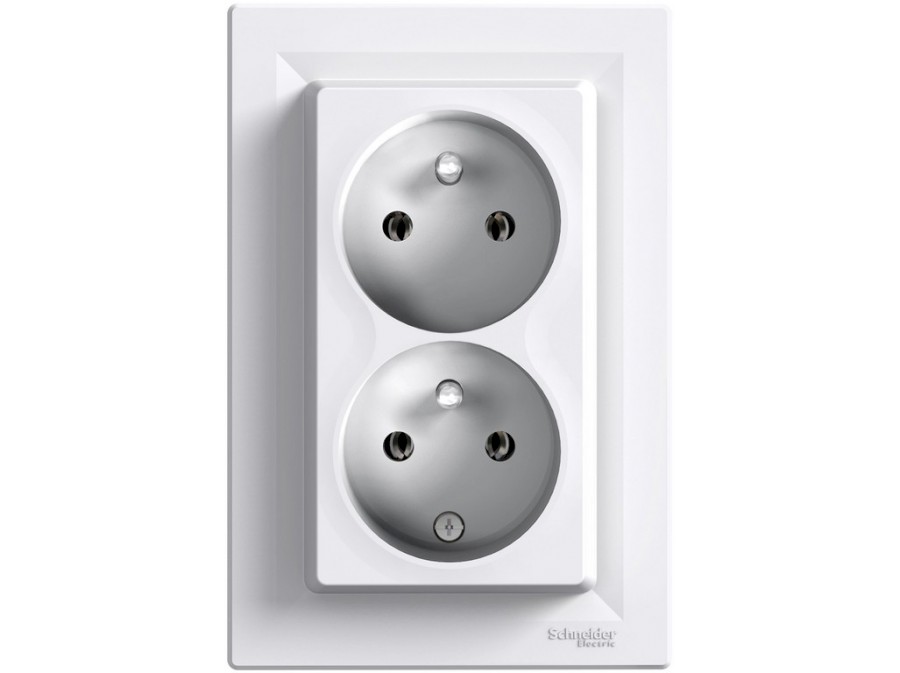 Zásuvka 2P+PE, bílá Asfora dvojnásobná