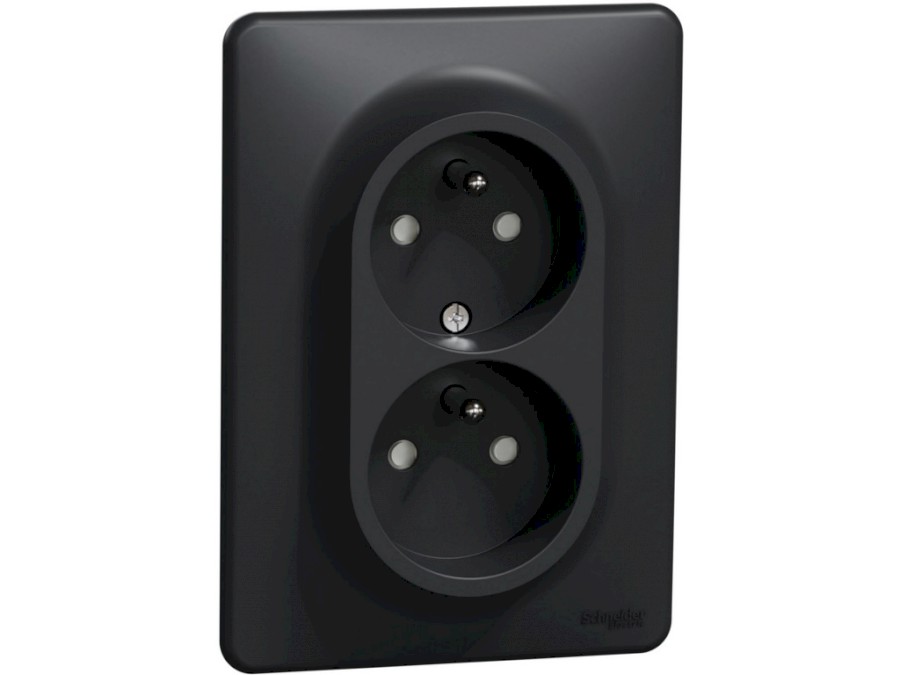 Zásuvka SDD314211C 2x2P+PE 230V/16A dojnásobná antracit Sedna