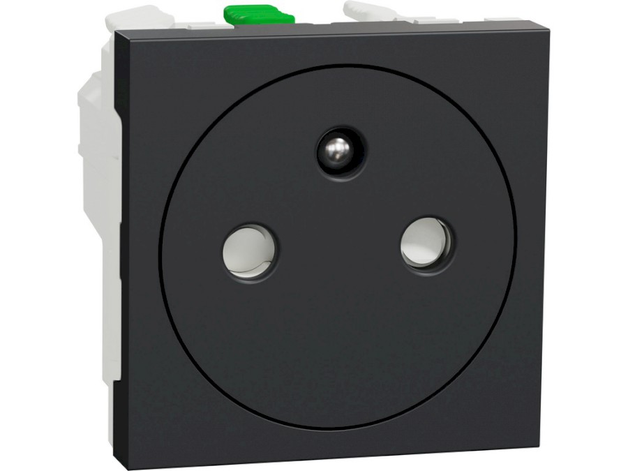 Zásuvka Unica 250V/16A skrytá 2P+E clonky bezšroubová Antracit