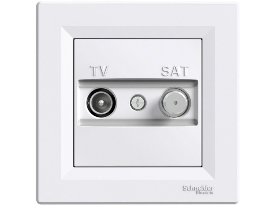 Zásuvka TV-SAT, průběžná, bílá ASFORA