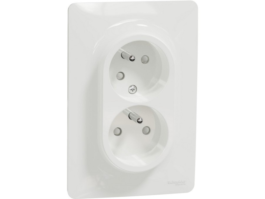 Zásuvka Unica 250V/16A dvojitá 2x2P+E clonky šroubová bílá