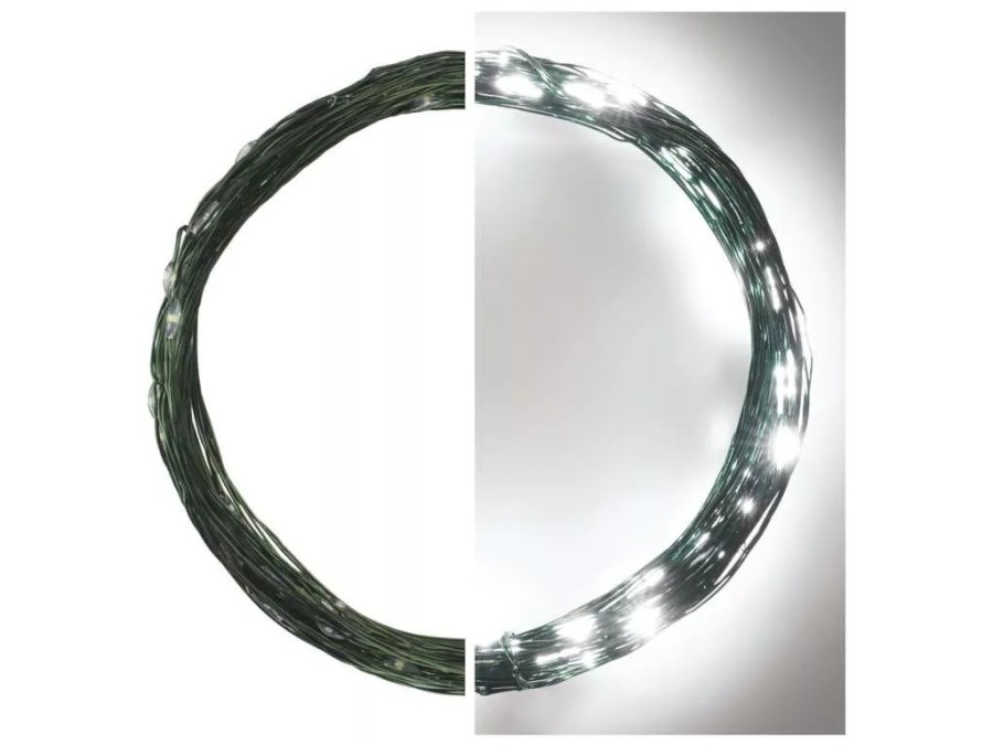 Řetěz NANO 75LED 7,5m studená bílá s časovačem zelený kabel  (D3AC04)