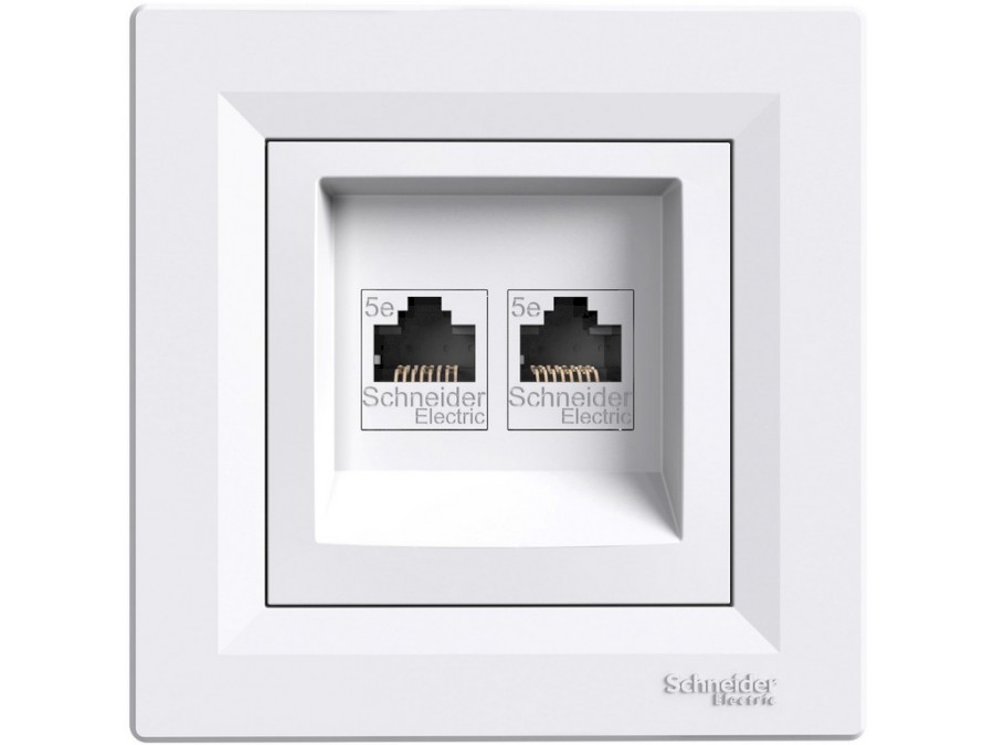 Zásuvka datová 2xRJ45, kat.5e UTP bílá ASFORA