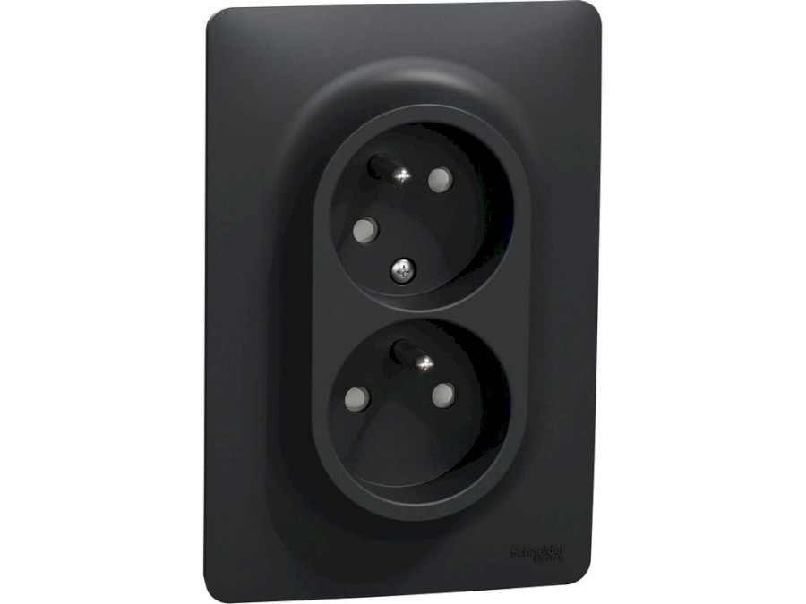 Zásuvka Unica 250V/16A dvojitá 2x2P+E clonky šroubová Antracit