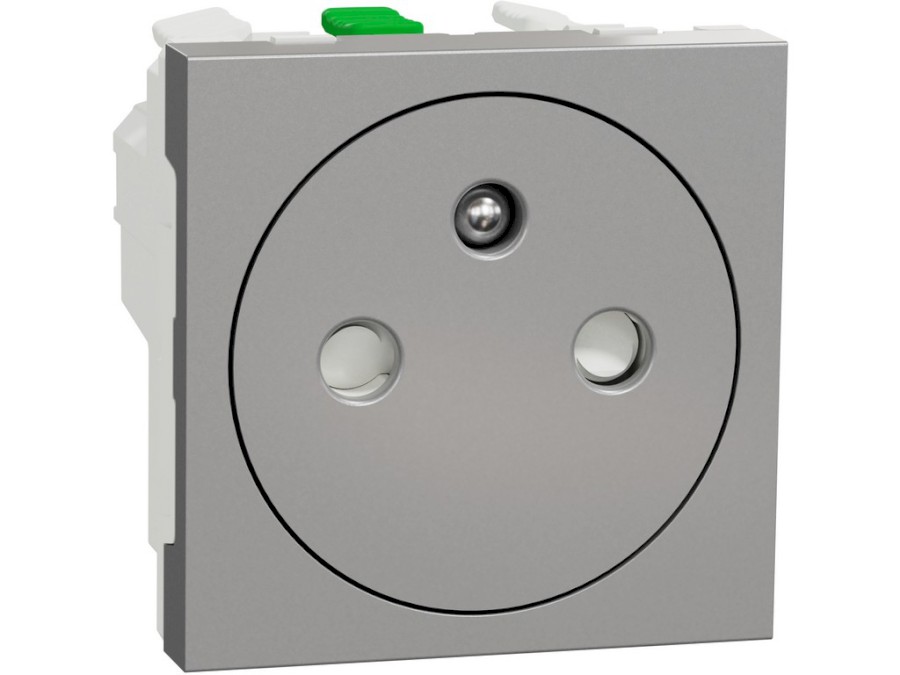 Zásuvka Unica skrytá 250V/16A 2P+E,bezšr, Alu