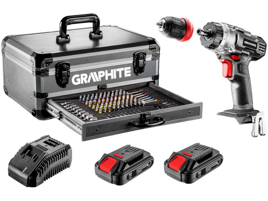 Šroubovák Aku 58G022 v AL kufru + 2x baterie 2Ah, nabíječka a 109ks příslušenství Graphite
