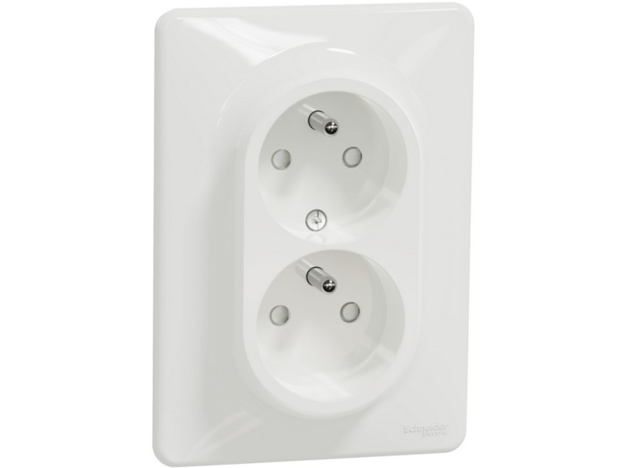 Zásuvka SDD311211C 2xP+PE 230V/16A dvojnásobná bílá Sedna