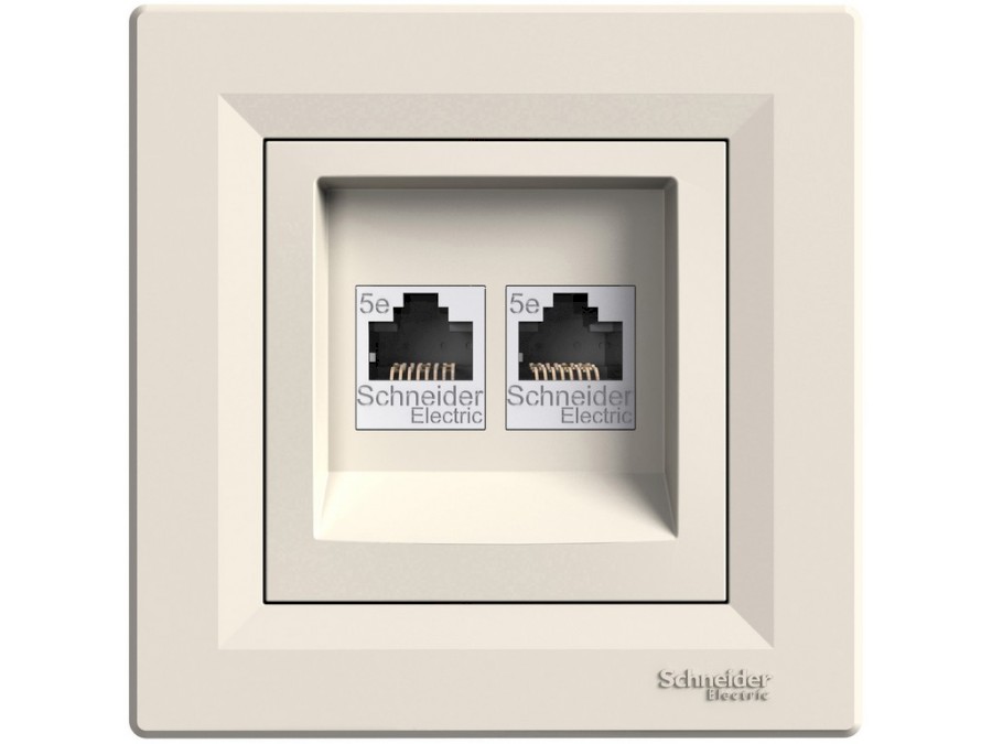 Zásuvka datová 2xRJ45, kat.5e UTP krém. ASFORA