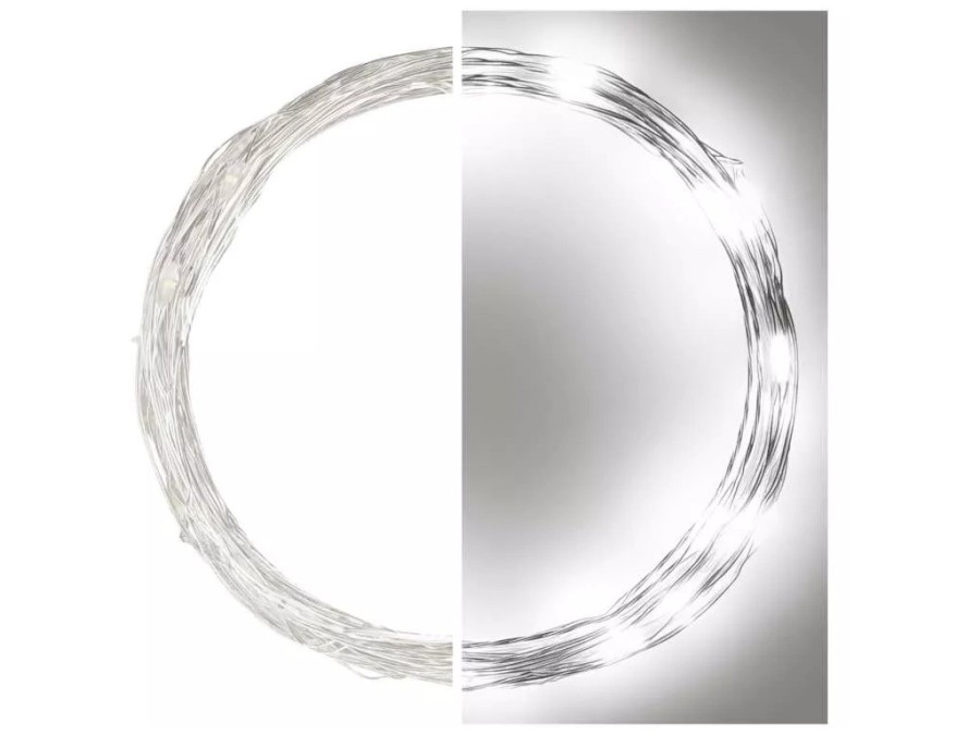 Řetěz NANO 40LED 4m studená bílá s časovačem stříbrný kabel  (D3AC02)