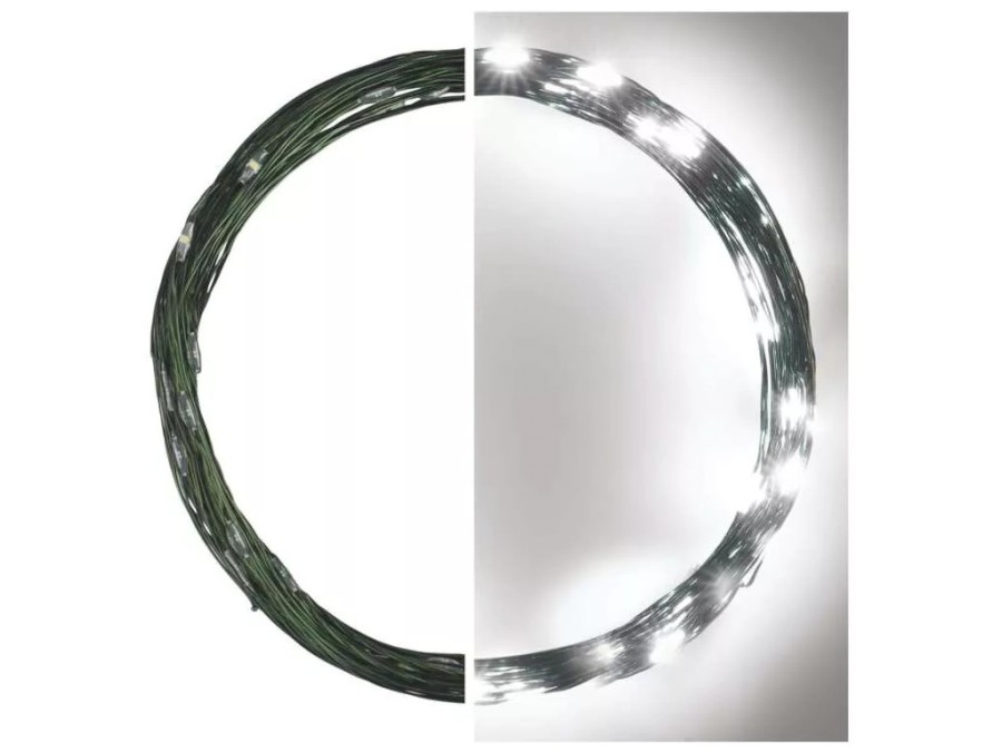 Řetěz NANO 40LED 4m studená bílá s časovačem zelený kabel  (D3AC03)