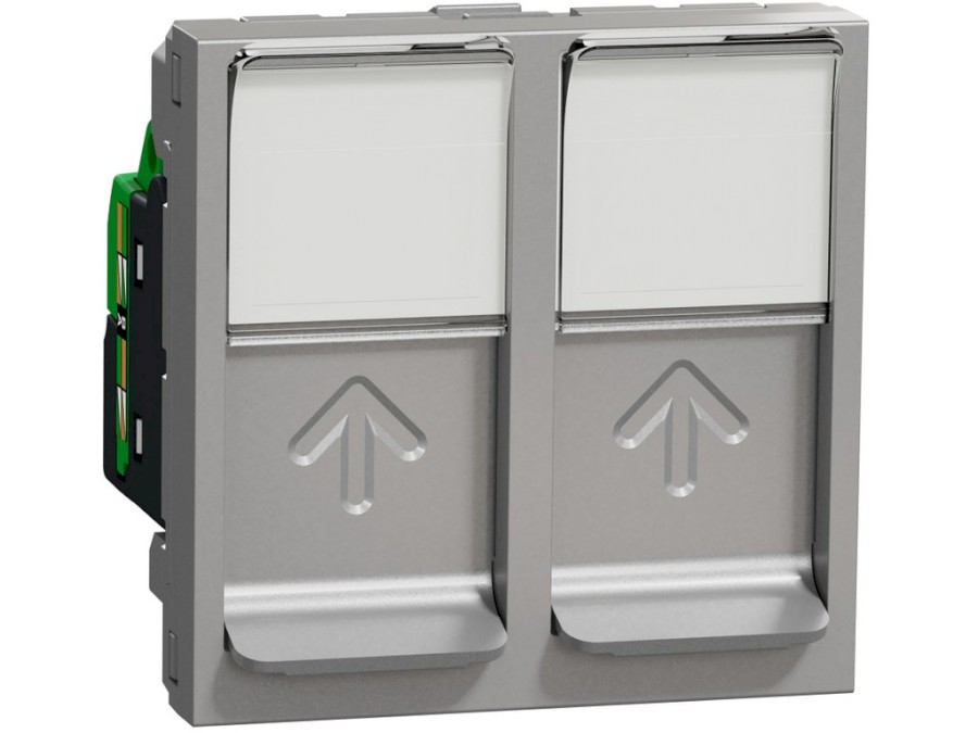 Zásuvka Unica  dat. 2xRJ45 Kat.5e UTP, 2M, Alu