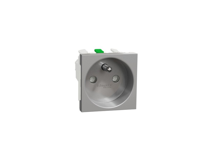 Zásuvka Unica 250V/16A 2P+E clonky bezšroubová Aluminium