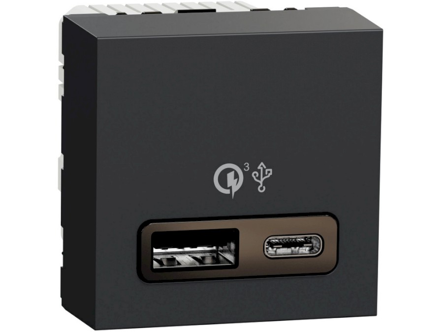 Zásuvka UNICA nabíjecí USB konektor A+C 2.4A, 2M, Antracitová