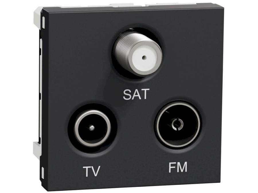 Zásuvka Unica R/TV/SAT s F-konektorem koncová 2M Antracit