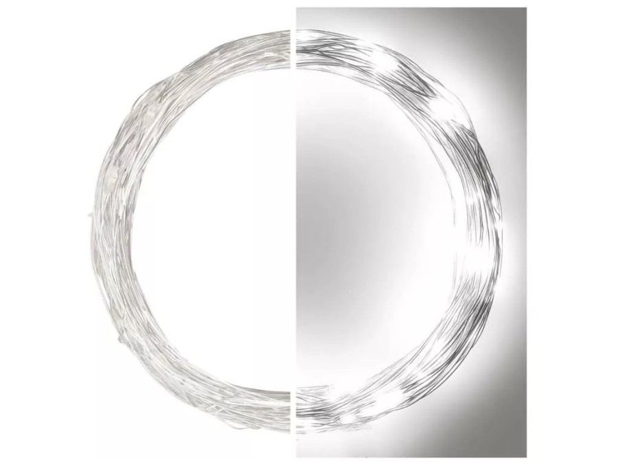 Řetěz NANO 10LED 10m studená bílá s časovačem stříbrný kabel  (D3AC01)