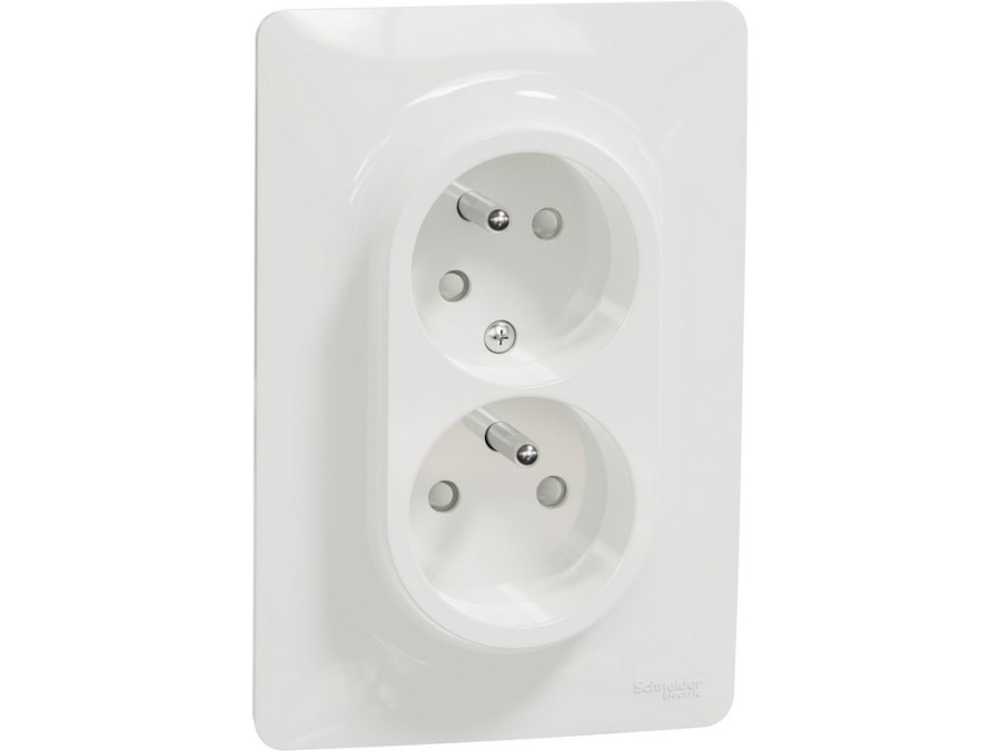 Zásuvka Unica 250V/16A dvojitá 2x2P+E clonky šroubová bílá