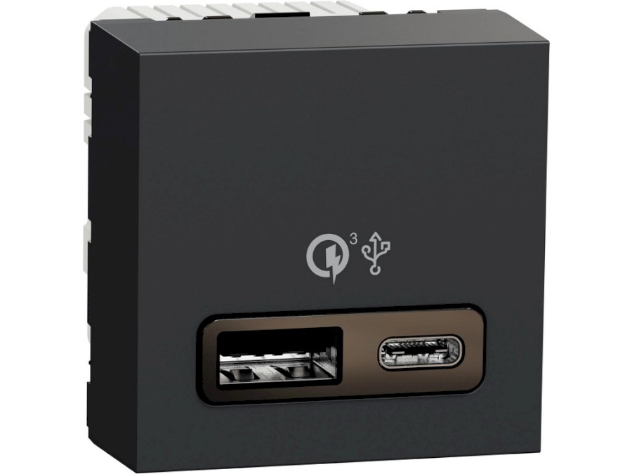 Zásuvka UNICA nabíjecí USB konektor A+C 2.4A, 2M, Antracitová