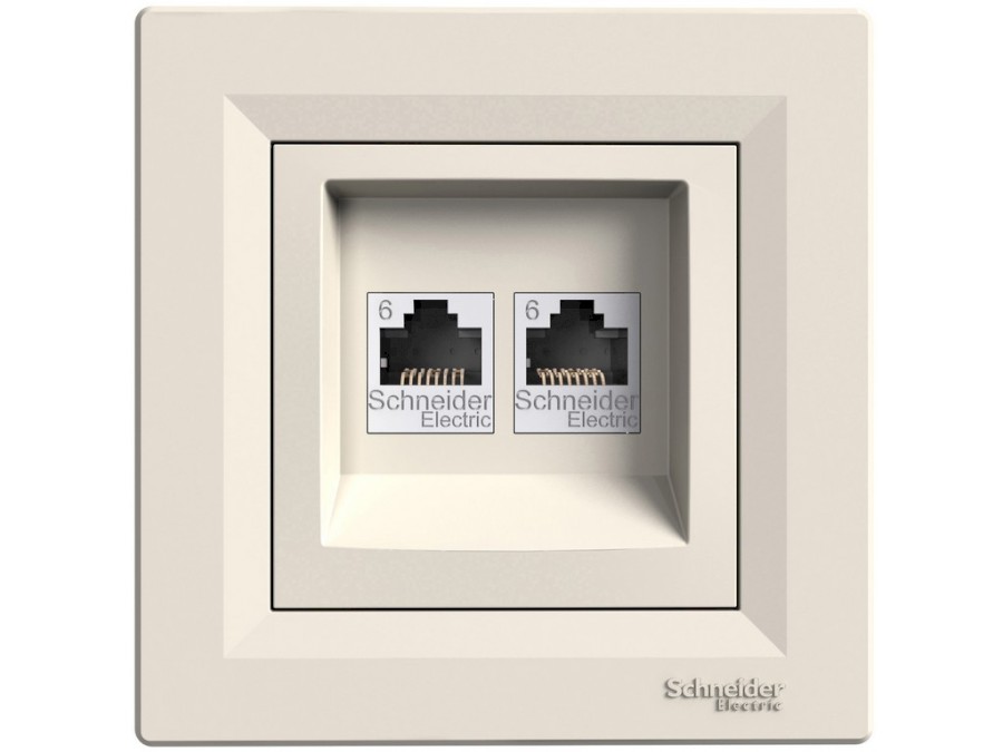 Zásuvka datová 2xRJ45, kat.6e UTP krémová ASFORA