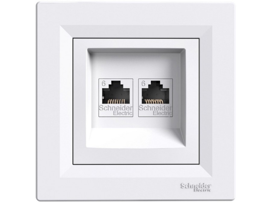 Zásuvka datová 2xRJ45, kat.6e UTP bílá ASFORA