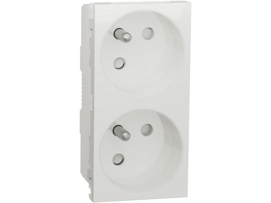 Zásuvka NU306918 dvoj. 45st. 250V/16A 2P+E bezšr. bílá Unica
